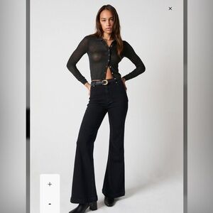 NWT ROLLA’S Eastcoast Flare High Rise Black Pants Size 27